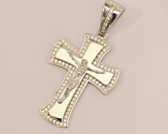 925 Sterling Silver CZ Crucifix Cross Pendant