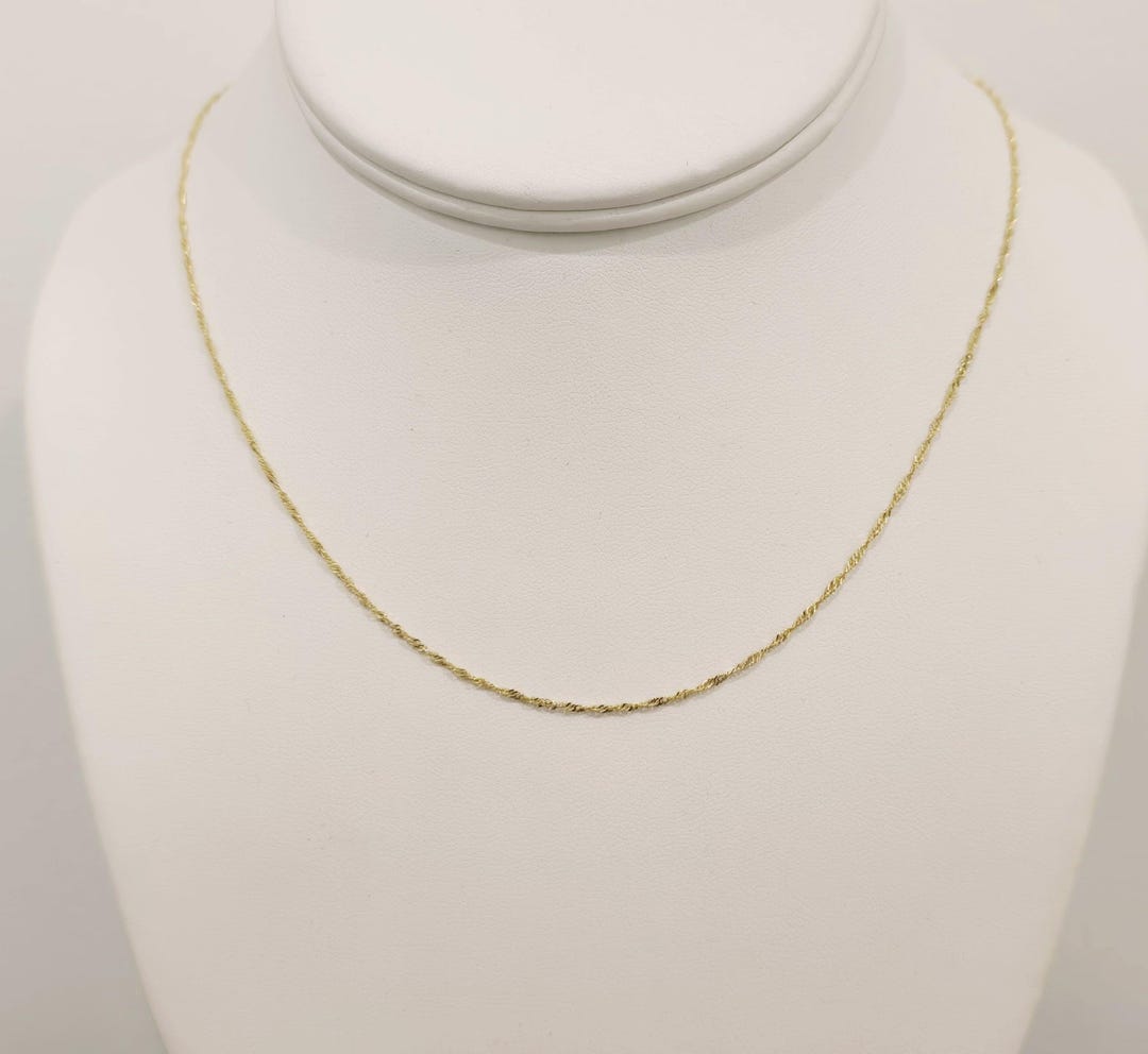 14k Solid Yellow Gold Singapore Chain Necklace 1.2 Mm - Etsy