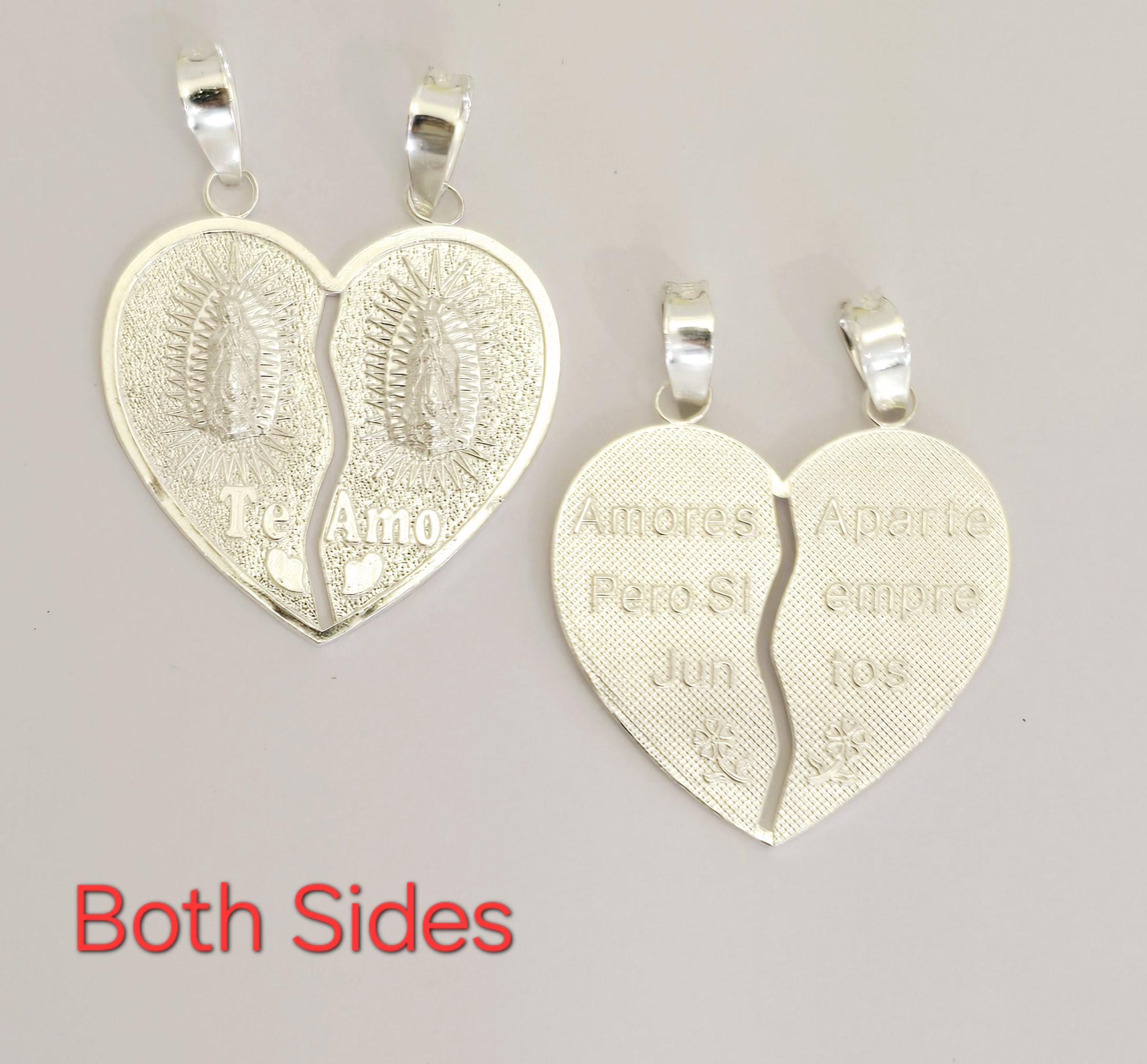 925 Sterling Silver Our Lady of Guadalupe Te Amo Breakable Heart