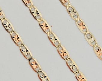 Valentino 14k Solid Gold 3 color With Star Valentino Chain Cadena