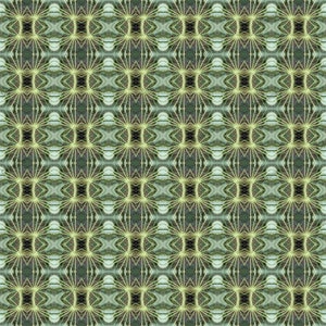 Puede incluir: Un patrón repetitivo de formas geométricas verdes, marrones y amarillas. Las formas están dispuestas en un patrón simétrico, creando una sensación de profundidad y textura.