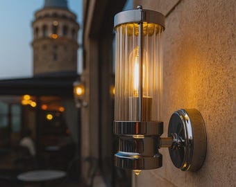 Roman Ribbed Glass Wall Lamp, Wired Wall Light, Minimalist Vanity Wall Lamp, Unique Glass Sconce, Modern Wall Lighting