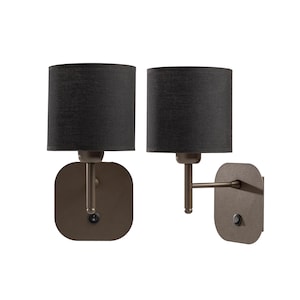 Sapphire Schwarz Wandleuchte 2er Set, Wandleuchte Paar mit Schirm, Wohnzimmer Leuchten, moderne Schlafzimmer Bad Eitelkeit Bauernhaus Dekor Beleuchtung