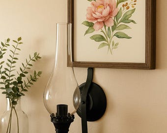 Black Glass Lamp, Colonical Wall Sconce, Vintage Inspired Wall Mounted Lantern