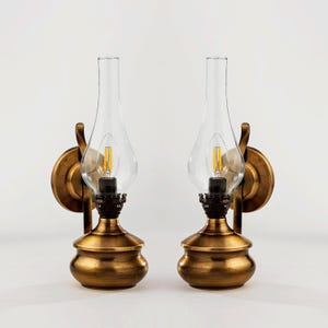 Antique Gas Wall Lamp Set, Two Piece Electric Light Sconce Pair, Living Room, Bath Vanity, Bedroom Sidetable Decor Lamp, Apartment Lighting