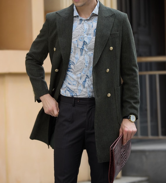 Tweed Coat Cappotto In Tweed Uomo Giacca In Tweed Da Uomo Cappotto