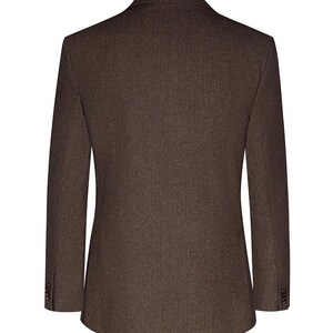Men's Herringbone Tweed 4-Piece Suit – Slim Fit Formal Blazer, Vest, Pants, Tie image 5