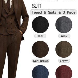 Men's Herringbone Tweed 4-Piece Suit – Slim Fit Formal Blazer, Vest, Pants, Tie image 10