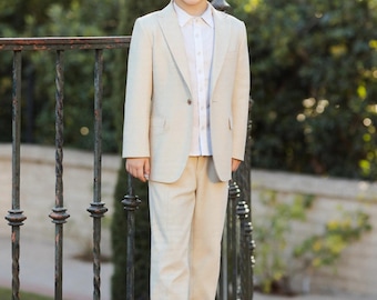 2 Piece Linen Boy Suit Kids Linen Suit Set for Wedding Party Homecoming Outfit Casual Sports Formal Suit For Boys