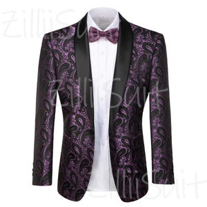 Mens Floral Paisley Tuxedo Jacket, Shawl Lapel Blazer