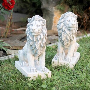 Estatuas de leones, figura del rey de los animales, estatuas de leones de jardín, figuras de leones grandes, figuras de animales de hormigón, estatuas de leones salvajes de entrada