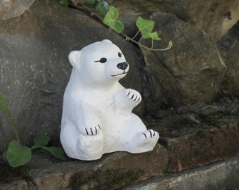 Bear Sculpture Bear Concrete Statue White Polar Bear Concrete Figurine Arctic North Pole Snow Antarctica Decoration Animal Outdoor Sculpture