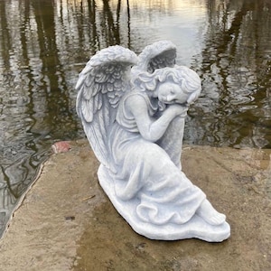 Concrete angel statue home decor, memorial decor, indoor outdoor accent for garden, angel statue outdoor statue, lawn decor statue cherub