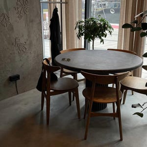 Concrete table, concrete furniture, round concrete dining table, stone table, outdoor table, japanese decor, modern luxury table concrete