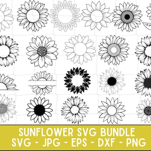 Zonnebloem SVG bundel zonnebloem monogram Svg zonnebloem png zonnebloem gesneden bestand zonnebloem clipart zonnebloem silhouet svg-bestand voor de cricut