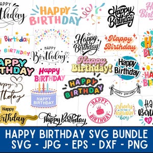 Happy Birthday SVG Bundle, Happy Birthday prints, Colourful Birthday designs, Birthday Shirt SVG, Happy Birthday Boy/Girl, Birthday svg.