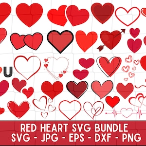 Red Heart SVG, Valentine&#39;s day svg, Red Hearts bundle, Love Svg, Heart svg, Instant Download , Lover Svg Bundle, Red Heart Png Bundle.