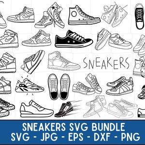 Sneaker Svg Bundle, Sneakers Svg, Running Shoes, Sneaker Clipart, Png for Sublimation, Basketball Shoes Svg Files for Cricut, Silhouette