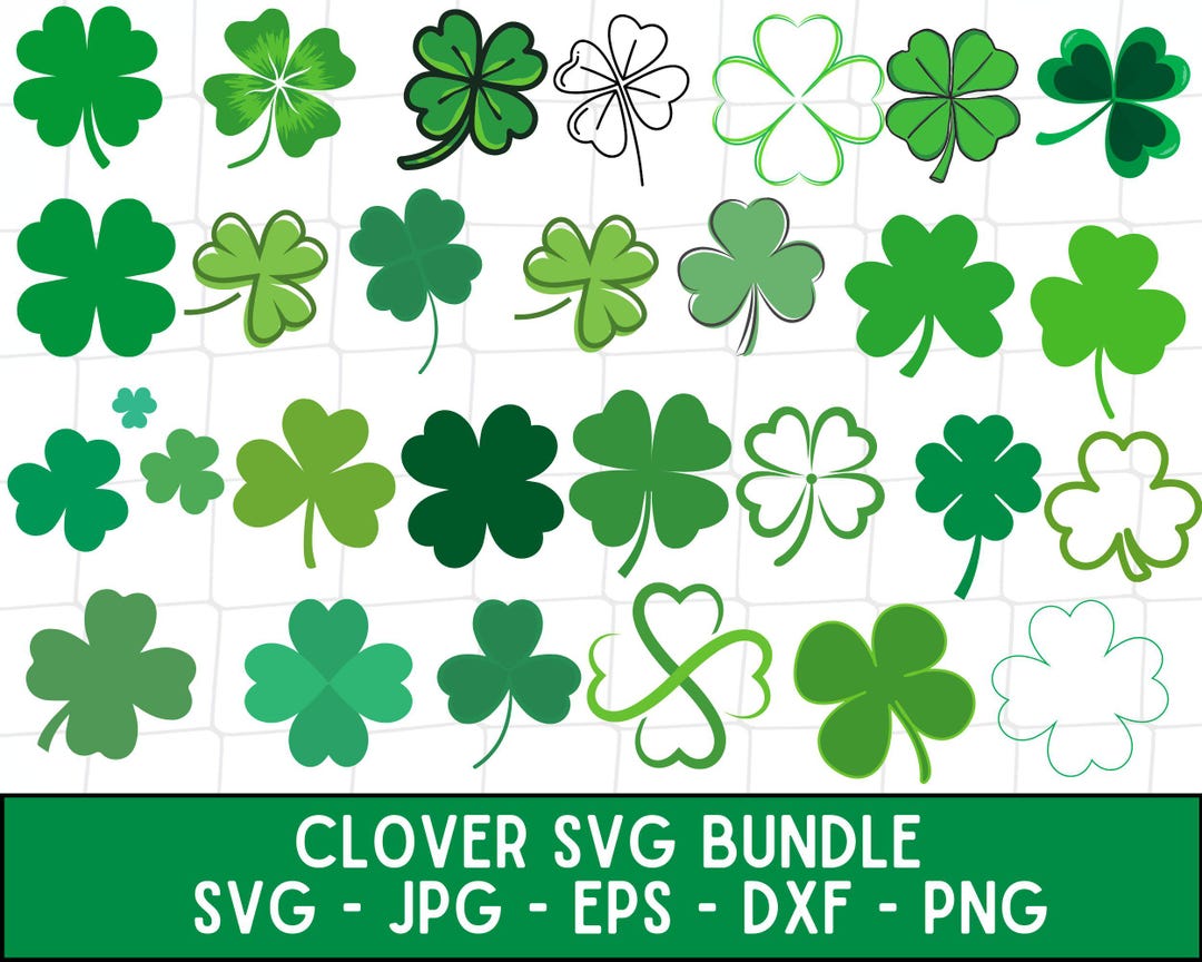 Clover Svg Bundle, Clover PNG Bundle, Shamrock Cricut Design, Clover ...