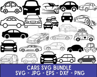 Car Svg Bundle, Retro Car Silhouette Svg, Sports Car Svg, Classic Car Vector, Clipart - Stickers Files, Laser Cut Files, Svg For Cricut