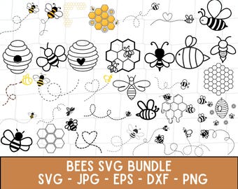 Bee Svg Png Bundle, Bee Png Bundle, Bee Cut Files, Honeycomb Svg, Svg Files For Cricut, Bee Clipart, Honey Bee Svg, Honey Svg, Queen Bee Svg