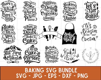 Baking SVG Bundle | Baker SVG, Bakery Bundle Svg, Kitchen Svg, Apron Quotes, Pot Holder Svg, Baking Png, Cooking Quotes