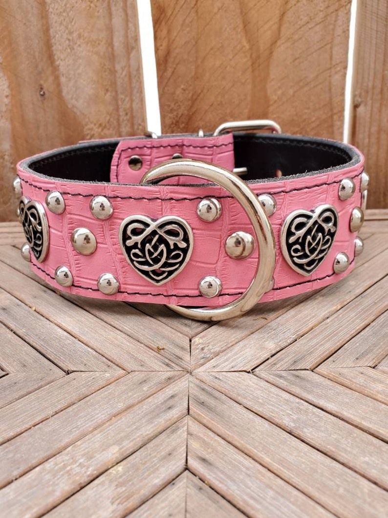 Studded Celtic Heart Dog Collar Handmade Leather Dog Collar Etsy
