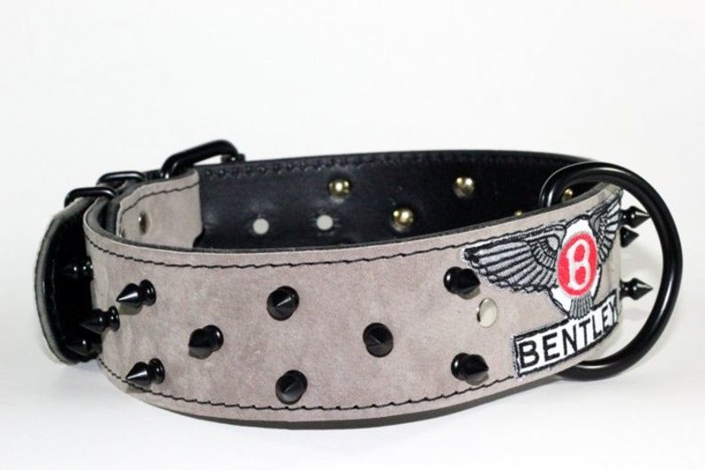 Bentley Grey Leather Dog Collar Bentley Leather Dog Collar Etsy