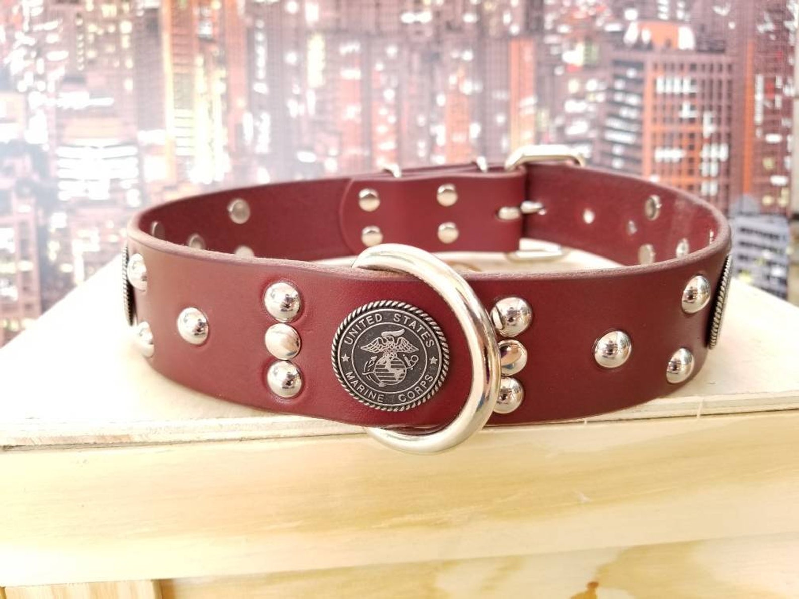 United States Marine Corps Dog Collar 1-1/2 Leather | Etsy