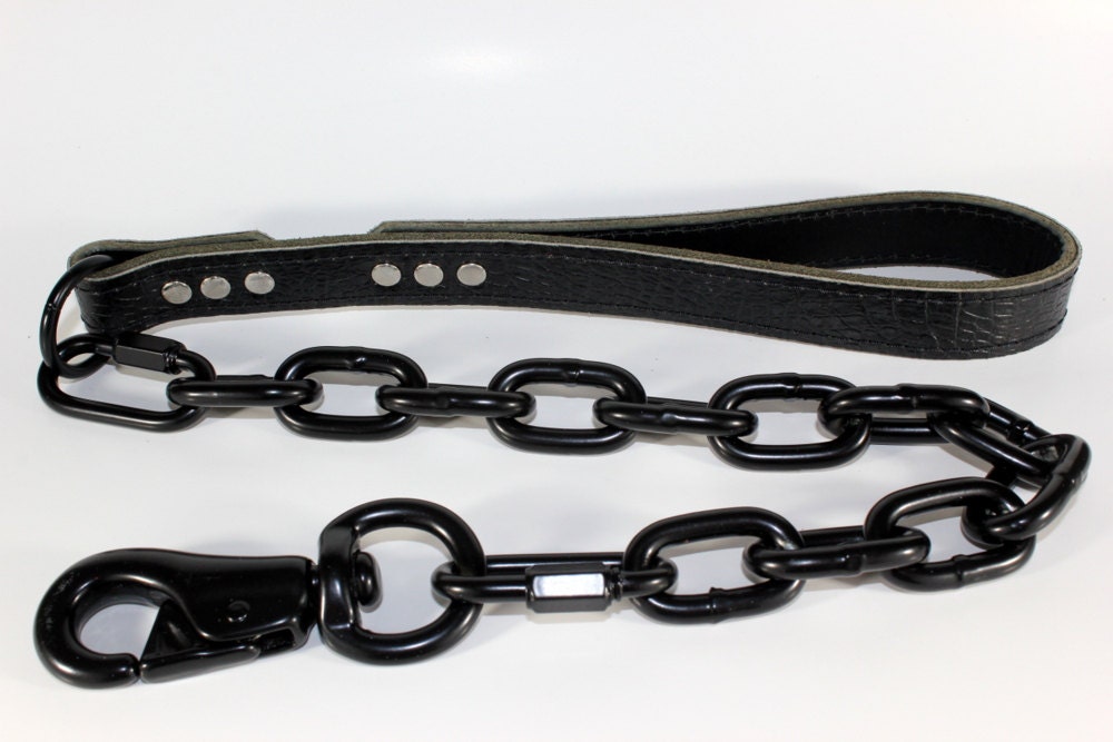 Heavy Duty Steel Powder Coated Chain Leash Black Embossed | Etsy