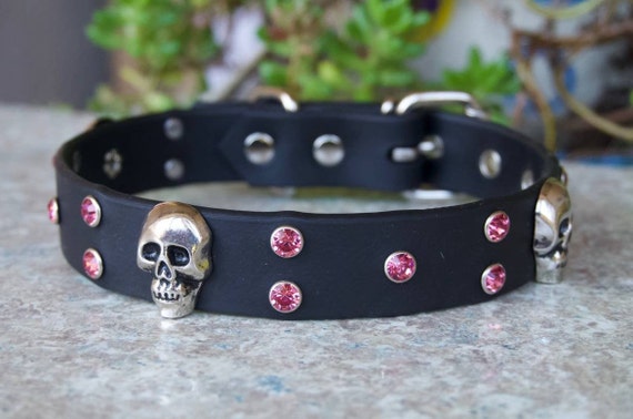leather skull dog collar