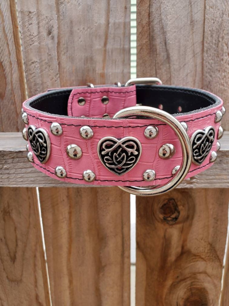 Studded Celtic Heart Dog Collar Handmade Leather Dog Collar Etsy