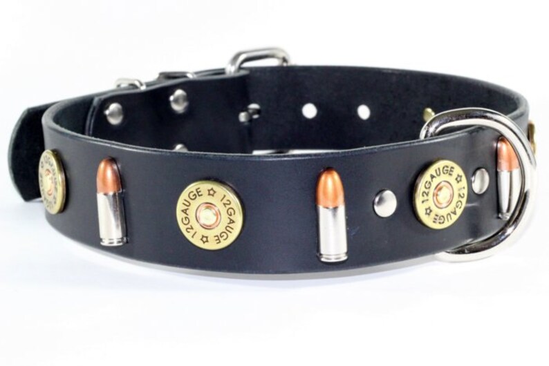 Shotgun Shell Ammo Dog Collar 1.5 Black Leather Shotgun Etsy