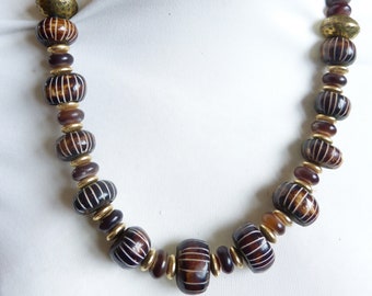 African horn beads and bone beads necklace, Ethnic Necklace, Tribal Jewelry, Beadart-Austria Design