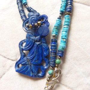 Lapislazuli Goddes Sculpture Pendant Necklace, Beadart-Austria Design