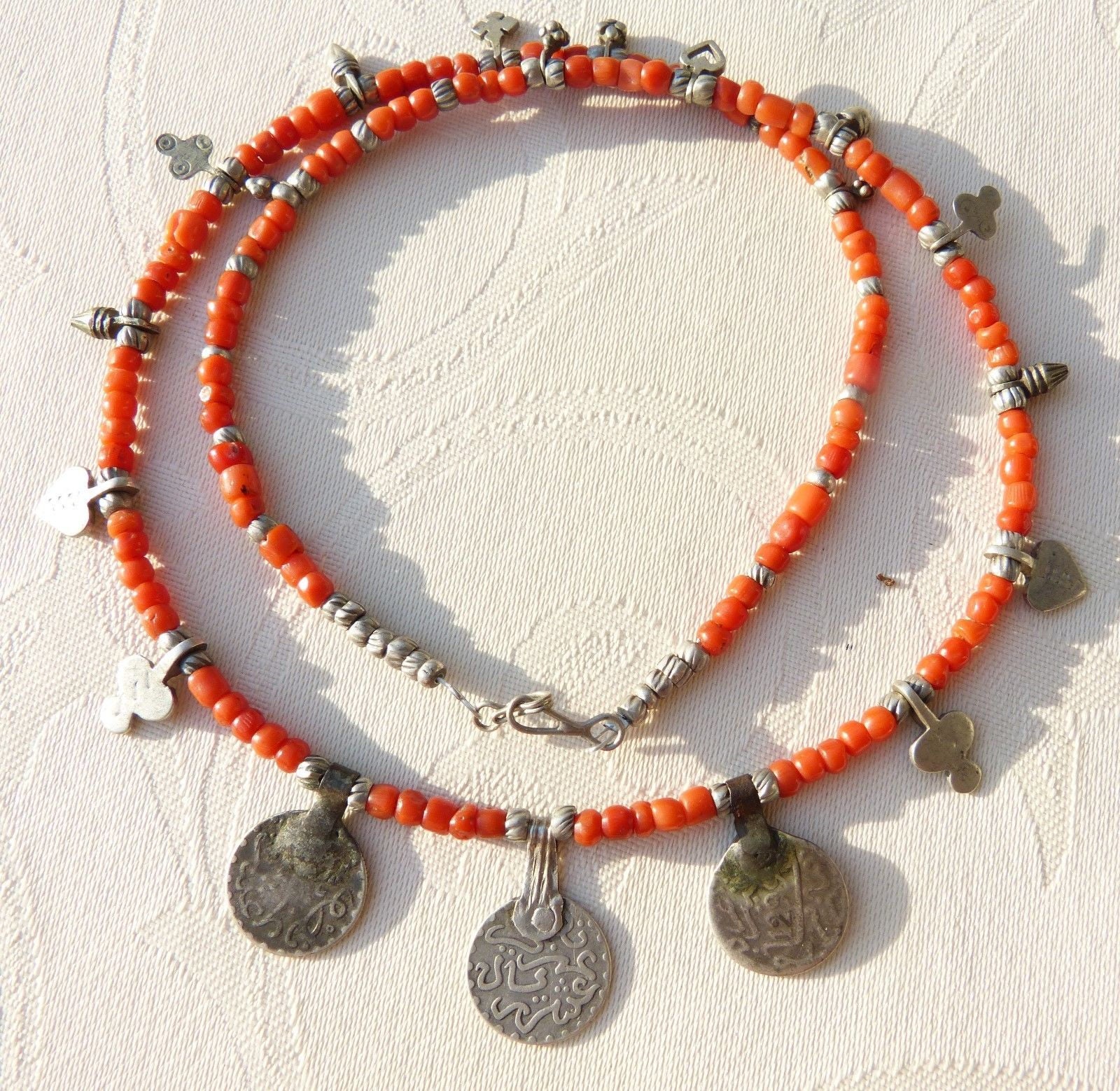 Details about / Vintage AMAZIGH Sterling Silver Berber Ethnic Natural Red CORAL Earring Handmade