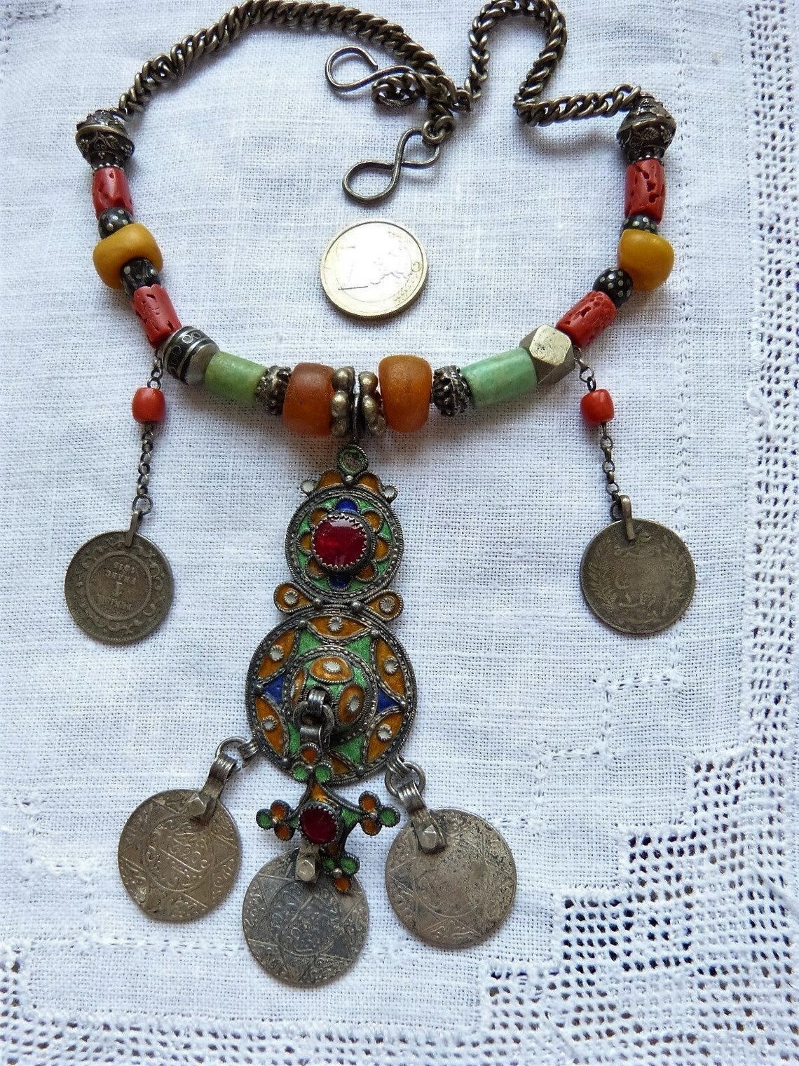 Antique Moroccan Necklace with Antique Amber Coral and Etsy