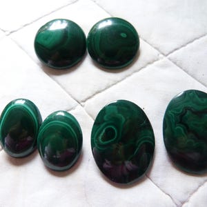 Vintage malachite earrings,  clips, genuine stone