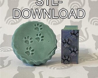 Paw print STL file soap stamp, clay stamp, polymer clay, Fimo; 3D printing file