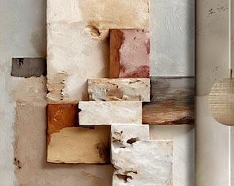 Textured Abstract Canvas Wall Art, Neutral Beige Terracotta Wall Decor, Organic Modern Japandi Art, Modern Living Room Canvas