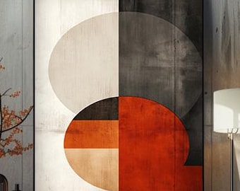 Mid Century Modern Wall Art, Abstract Shapes Print, Retro Minimalist Decor, Bold Geometric Poster