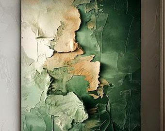 Grüne abstrakte Wandkunst, strukturierter moderner abstrakter Druck, minimales Erdtondekor, neutrale Wandkunst