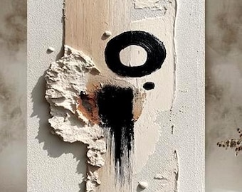 Beige Strukturierte Abstrakte Leinwand Wandkunst, Japandi Minimalistische Wanddekoration, Neutrale Moderne Kunst