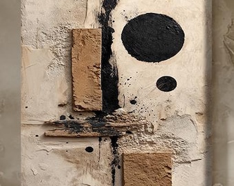 Neutrale abstrakte Leinwand Wandkunst, Beige strukturierte Malerei, Japandi Minimal Decor, große moderne Wandkunst