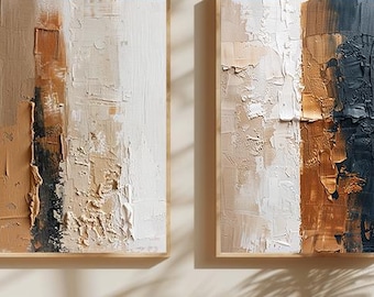 Conjunto de 2 láminas decorativas de paisajes neutros para pared, láminas minimalistas en color beige, póster moderno de naturaleza, decoración escandinava.