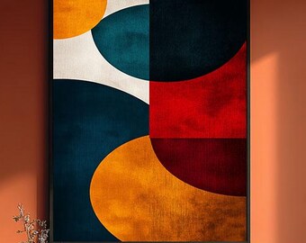 Bauhaus Geometric Wall Art Printable, Mid Century Modern Abstract Digital Download