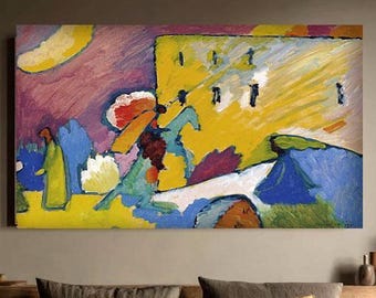 Kandinsky Style Abstract Canvas Print, Colorful Modern Wall Art for Living Room Decor