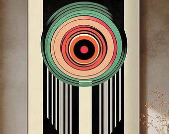 Bauhaus Wall Art stampabile – Download digitale retrò Mid Century Modern – Poster astratto geometrico verticale