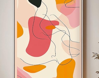 Warm Abstract Color Block Print, Minimalist Modern Wall Decor, Digital Download