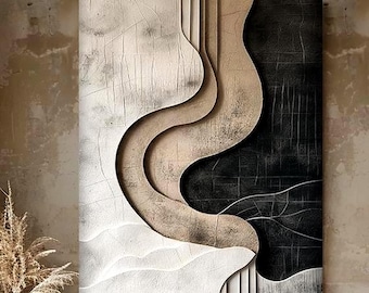 Beige strukturierte Wandkunst Leinwand, Neutrale abstrakte Wandkunst, minimalistische moderne Leinwand, zeitgenössisches Wanddekor